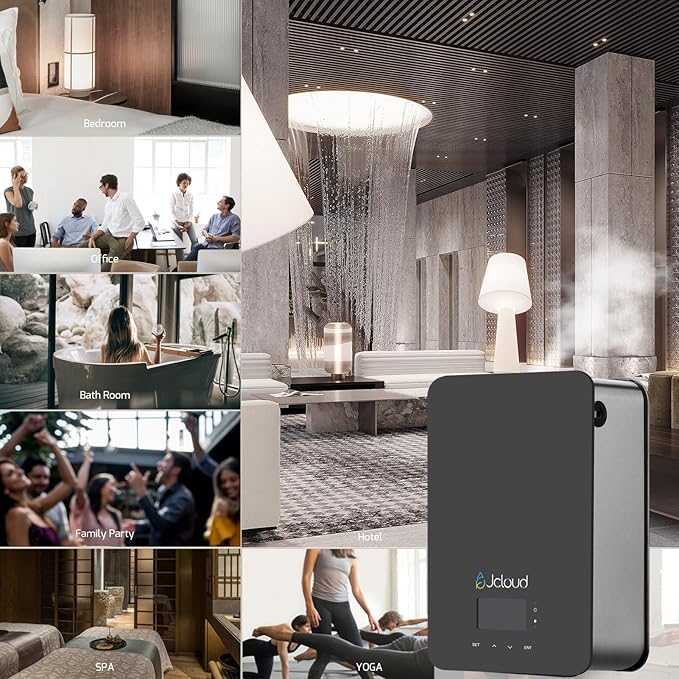JCLOUD Upgrade Scent Air Machine for Home, HVAC Scent Diffuser Cover Up to 2000 Sq. Ft, Black with Royal Serenity Essential Oil - Inspired by Luxury Hotel Scent 100ML - Bloomnest