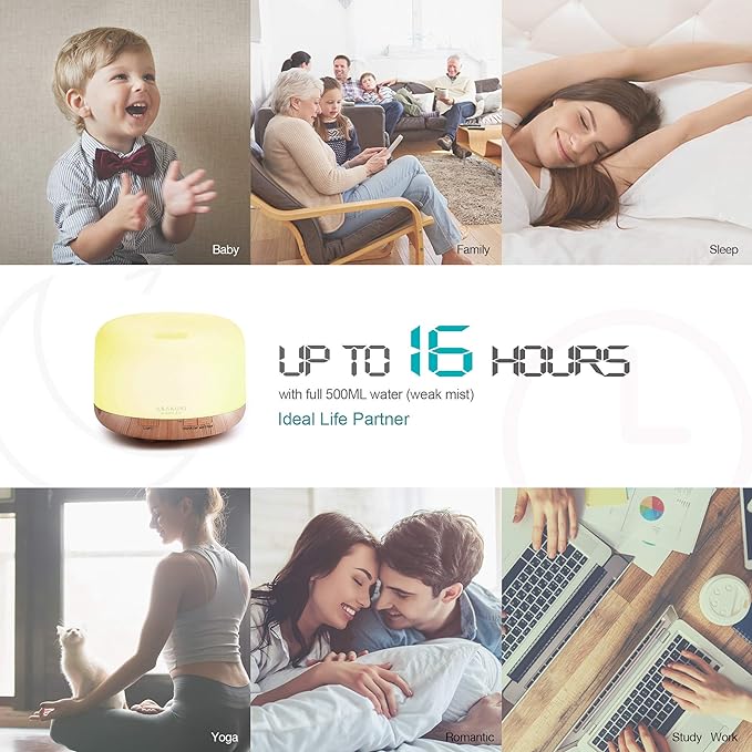 ASAKUKI Smart Wi-Fi Essential Oil Diffuser, App and Voice Control Compatible with Alexa, 500ml Aromatherapy Humidifier for Relaxing Atmosphere in Home Office Bedroom (Light Brown) - Bloomnest