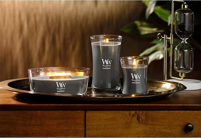 WoodWick Evening Bonfire Holiday Candle Gifts for Women and Men, 21.5 oz Large Hourglass Candle with Crackling Wick - Bloomnest