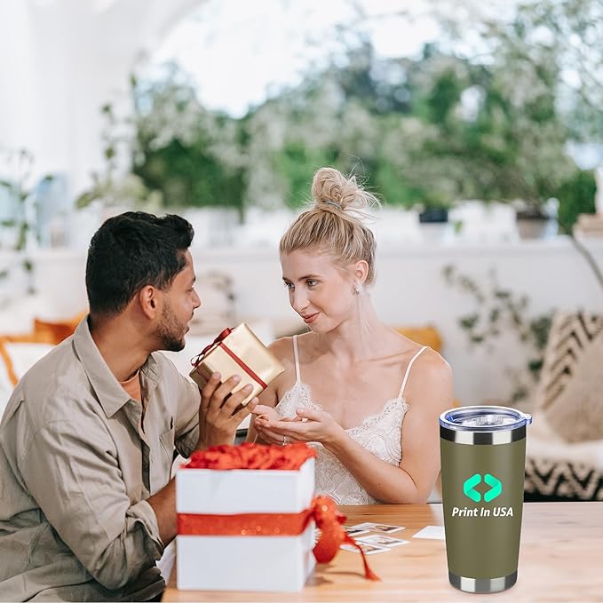 Personalized Custom Print in USA Tumbler 48Pcs 20oz Stainless Steel Double Wall Coffee Cup with Lid & Straw Insulated Tumbler with Colorful Text Logo Photo - Bloomnest