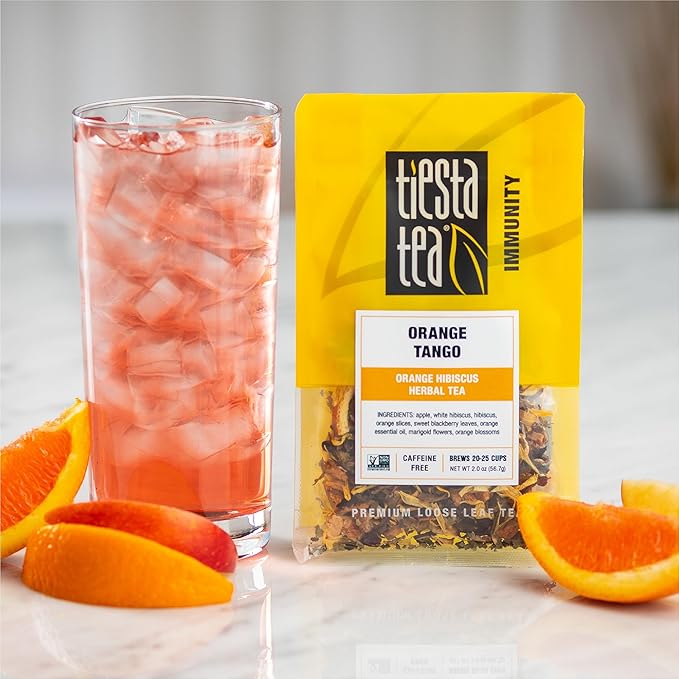 Tiesta Tea - Orange Tango, Loose Leaf, Orange Hibiscus Herbal Tea, Premium Non-Caffeinated Fruit Blend, Makes Hot or Iced & Up to 25 Cups, 2oz Resealable Pouch - Bloomnest
