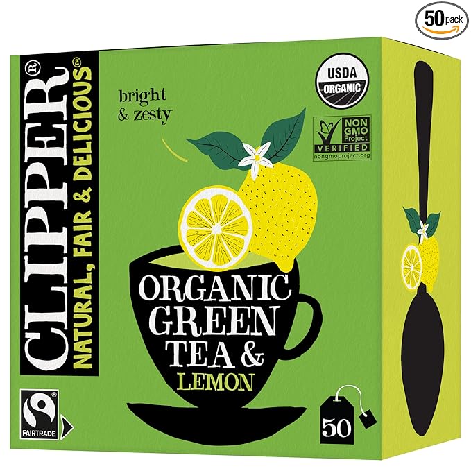 Clipper Tea Green Tea & Lemon Teabags – USDA Organic, Great Hot or Iced – Bright, Zippy, Natural, Fair & Delicious – 50 Tea Bags - Bloomnest