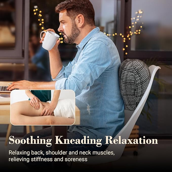 Back Massager for Pain Relief, Gifts for Women Men FSA Eligible HSA, Cordless 120min Neck and Back Massager, Plush Skin-Friendly Kneading Massage Pillow for Full Body Relaxation