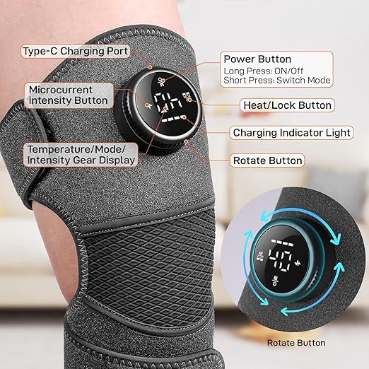 8 Modes Knee Massager with Heat-20 Intensities Cordless Knee Brace forArthritis Pain Relief, Muscle Relaxation& Joint Support -ldeal for Knee,Shoulder, Elbow - Gifts ldea - Bloomnest
