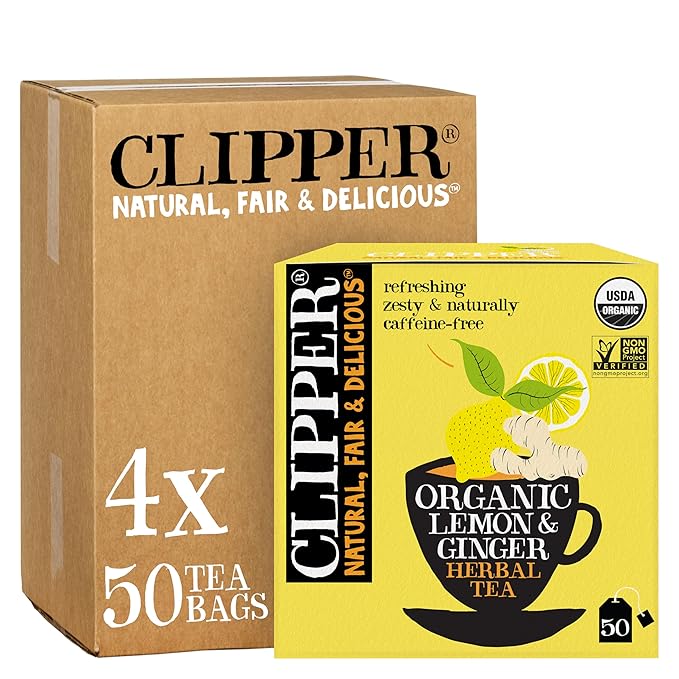Clipper Tea Lemon & Ginger Teabags – Caffeine Free, USDA Organic, Great Hot or Iced – Aromatic, Natural, Fair & Delicious – 200 Tea Bags - Bloomnest