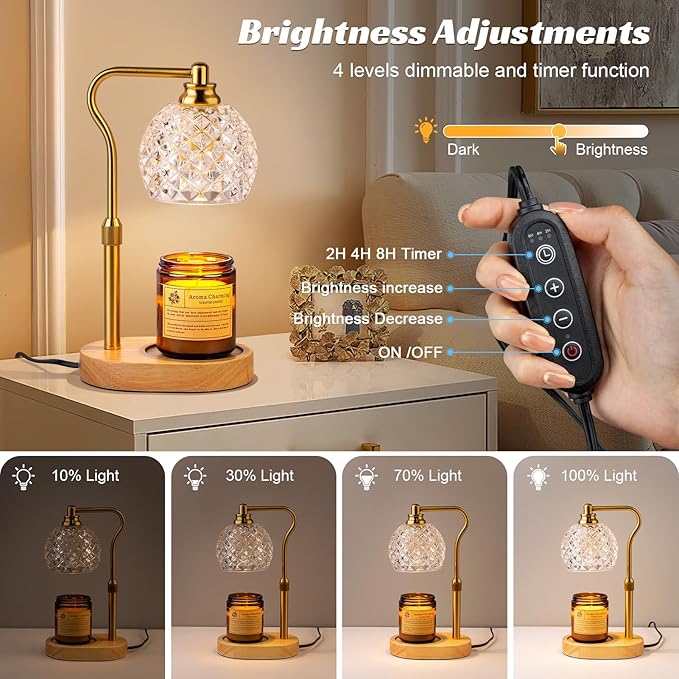 TantaScent Electric Candle Warmer Lamp in Vintage Birdcage Design with Timer – Scented Jar Candle Melter for Home Decor, Housewarming, Birthday, and Christmas (Includes 2 Bulbs) (Diamond White) - Bloomnest