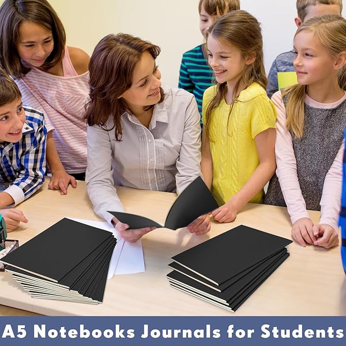 Mimorou 100 Pcs Journals Notebooks Bulk - Kraft Softcover A5 Small Notebooks 5.5 Inch x 8.3 Inch Notepads with 60 Page 30 Sheet for Writing Sketch Travel Office Supplies(Black,Dot) - Bloomnest