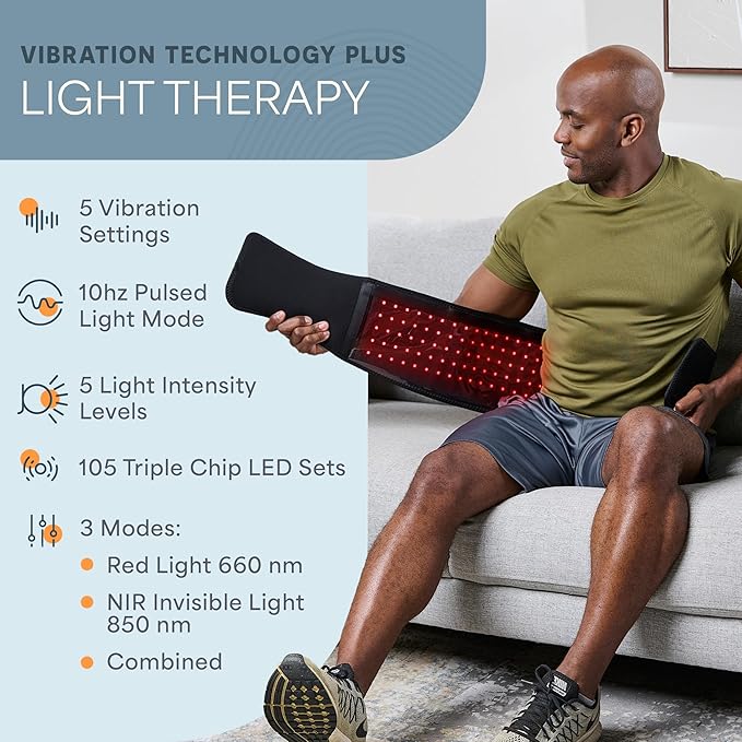 Lifepro Red Light Therapy Belt – Allevared Infrared Red Light Therapy for Body, Back Pain and Shoulder - 660nm & 850nm Near Infrared Heating Pad – Adjustable & Portable for Wellness & Relaxation Lifepro