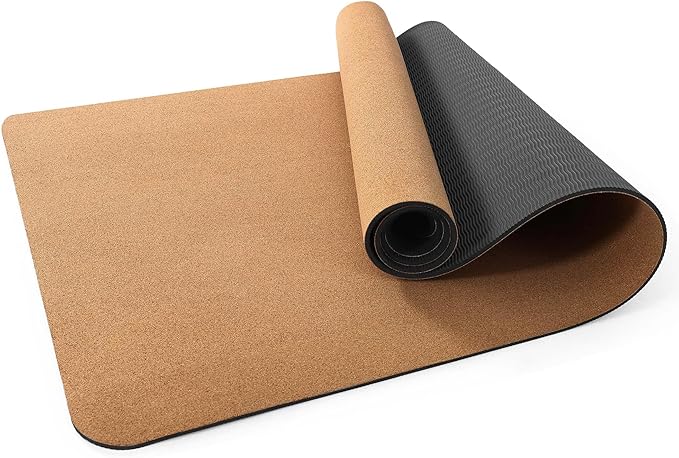 Premium Cork Yoga Mat 1/4 & 2/5 Inch Thick 72 x 26 in, Thick Cork and TPE Non Slip Yoga Mats for Women Men, Sweat Proof Eco-friendly, Great for Hot Yoga & Workouts - Bloomnest