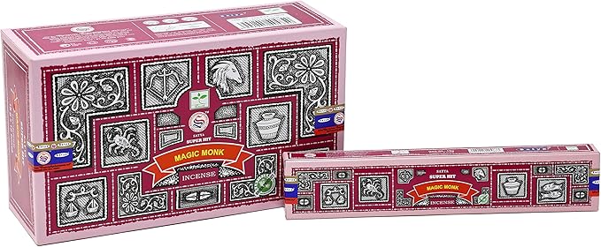 EARTH Satya Super Hit Magic Monk Incense Sticks 15 GMS (Pack of 12) (Green Certified) Indian Perfumed Hand Rolled Agarbatti Perfect for Worship,Therapy, Relaxation, Medication, Positivity, Healing Earth