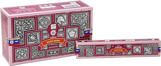 EARTH Satya Super Hit Magic Monk Incense Sticks 15 GMS (Pack of 12) (Green Certified) Indian Perfumed Hand Rolled Agarbatti Perfect for Worship,Therapy, Relaxation, Medication, Positivity, Healing Earth