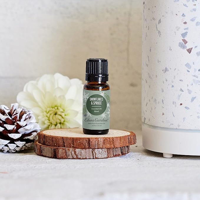 Edens Garden Snowflakes & Spruce Essential Oil Blend- 100% Pure Premium Grade, Undiluted, Natural, Therapeutic, Aromatherapy, The Best for Diffusing, Candle, Laundry, Humidifiers 10 ml (.33 fl oz) - Bloomnest