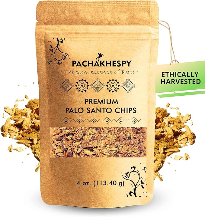 Palo Santo Incense Chips 4 oz 100% Natural Premium Incense Holy Wood Peruvian for Cleansing Relaxation Home Aroma Ethically Sourced Wild Harvested Enhance Your Yoga & Spiritual Practices Wood Chips PACHAKHESPY