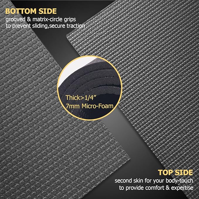 GXMMAT Large Yoga Mat 12'x6'/10'x6'/6'x8'(7mm), Extra Thick Workout Mats for Home Gym Flooring, Ultra Comfortable Non-Slip Quick Resilient Barefoot Wide Exercise Mat for Pilates, Stretching,Meditation - Bloomnest