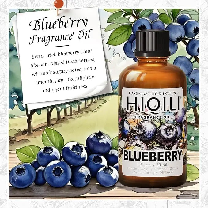 HIQILI Blueberry Fragrance Oil for Candle & Soap Making, Fruity Scents for Reed Diffuser Oil Refill, Add to Lotion, Body Wash - 1 Fl Oz HIQILI
