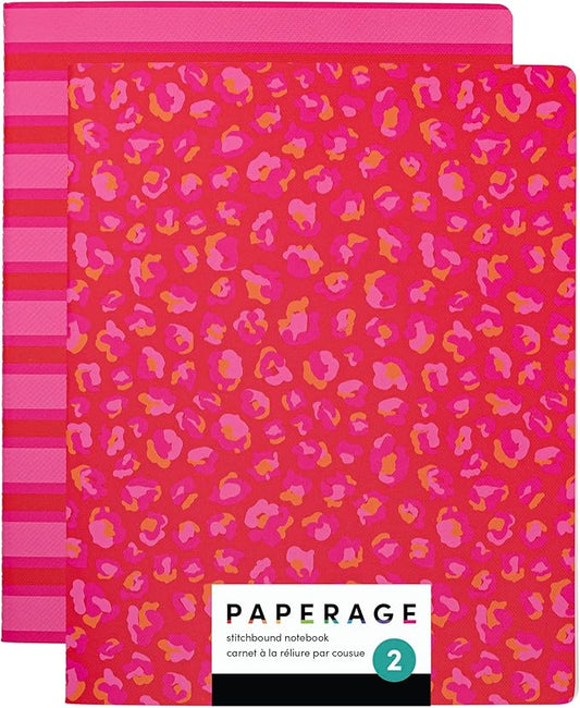 PAPERAGE Soft Cover Lined Journal Notebook, 2 Pack, (Bright Cheetah), 100 Pages, Large 7.5 inches x 9.5 inches, College Ruled, Ideal for Note Taking & Travel Journal - Bloomnest