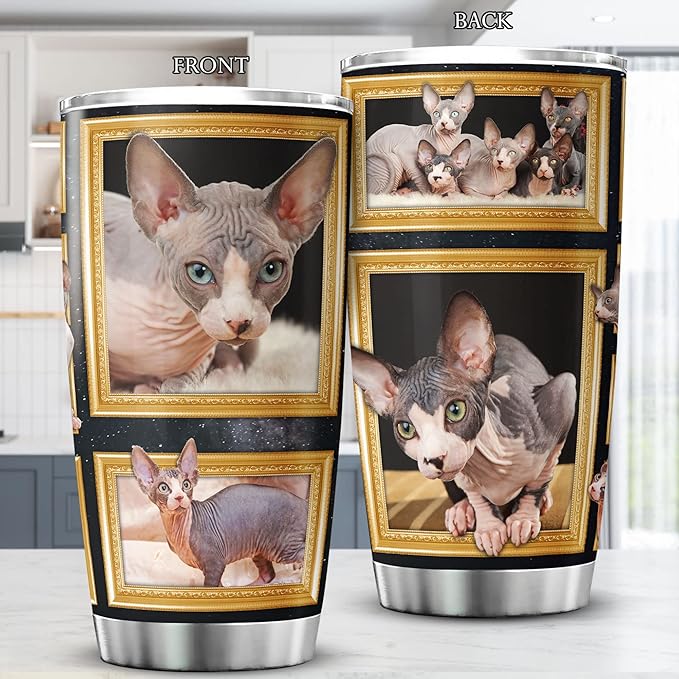 Sphynx Cat Tumblers For Cat Lovers Insulated Travel Cup With Lid 20 Oz Cute Pet Animal Lover Gifts For Teen Girl Stainless Steel Coffee Mug With Cats On It Birthday Xmas Gift - Bloomnest