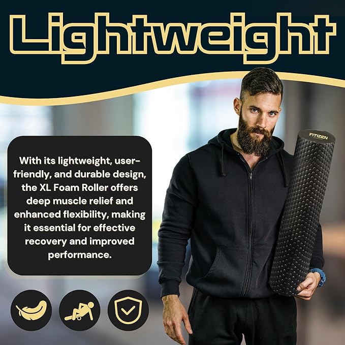 Fitizen Foam Roller – Muscle Massage Rehab Stiff Back Pain Physical Therapy Deep Tissue Firm Exercise Equipment Home Gym Stress Yoga Pilates for The Fit Citizen by FitNation - Bloomnest