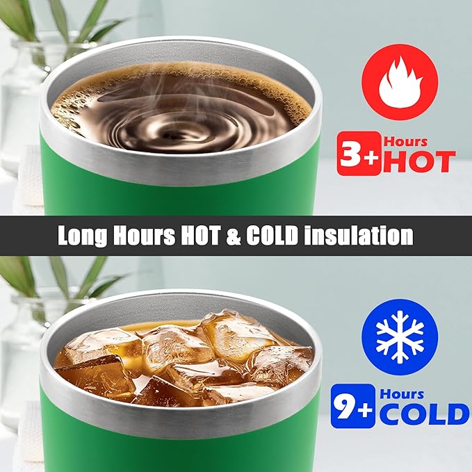 20 oz Tumbler Coffee Travel Tumblers Bulk with Lid Stainless Steel Double Wall Vacuum Insulated Mug Powder Coated Cups fit Car Cupholder for Hot and Cold - Green, 12Pack - Bloomnest