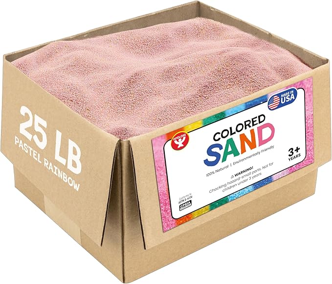 Hygloss Colored Sand for Crafts - 25 lb, Pastel Rainbow - Vibrant Colorful Fine Sensory Play Sand Art Kits for Kids - Classroom Activities for Children 3 4 5 6 7 8 9 10 11 12 – Safe for Ages 3+ - Bloomnest
