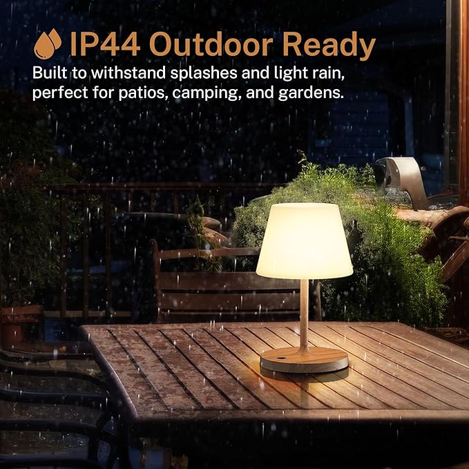 Cordless Lamp, 5000mAh Battery Operated Rechargeable Table Lamp with Power Bank, Touch Dimmable 3 Color Temperatures, IP44 Waterproof Shower Lamp for Kitchen, Bathroom, Indoor Or Outdoor Use 9.6in - Bloomnest