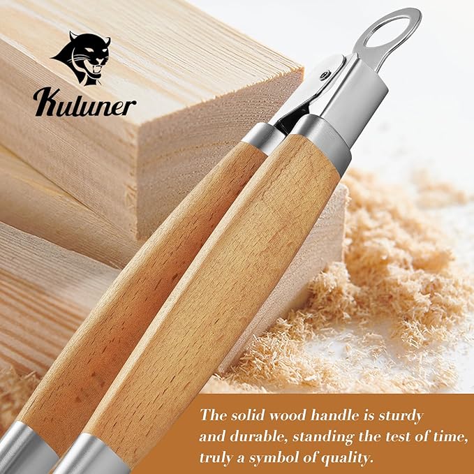 KULUNER Stainless Steel Barbecue Tongs with Solid Wood Handle, Kitchen Metal Locking Design, Extra Long 17.5 Inches 700 Degrees, Suitable for Food Cooking, Salad and Outdoor Grilling(Beechwood) - Bloomnest