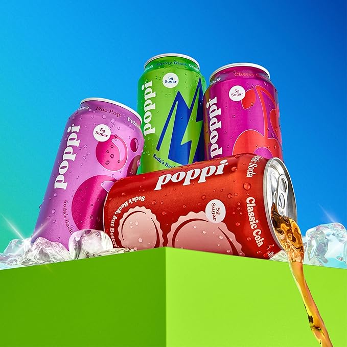 Poppi Sparkling Prebiotic Soda Beverage with Apple Cider Vinegar, Seltzer Water and Fruit Juice, Soda Staples Variety Pack, 12 FL Oz, Pack of 12, Packaging May Vary - Bloomnest