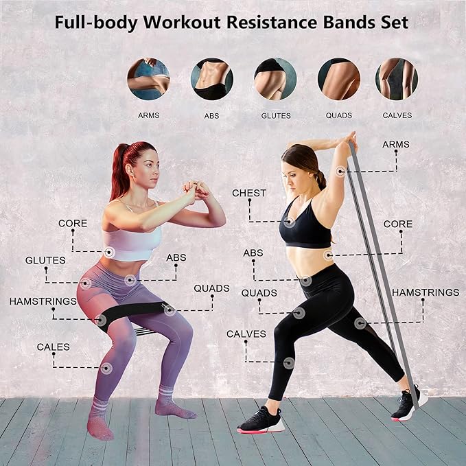 Fabric Resistance Bands for Working Out, 3 and 4 Levels Booty Bands Long Resistance Bands for Women and Men | Elastic Bands for Exercise Bands Resistance Workout Bands Resistance - Bloomnest