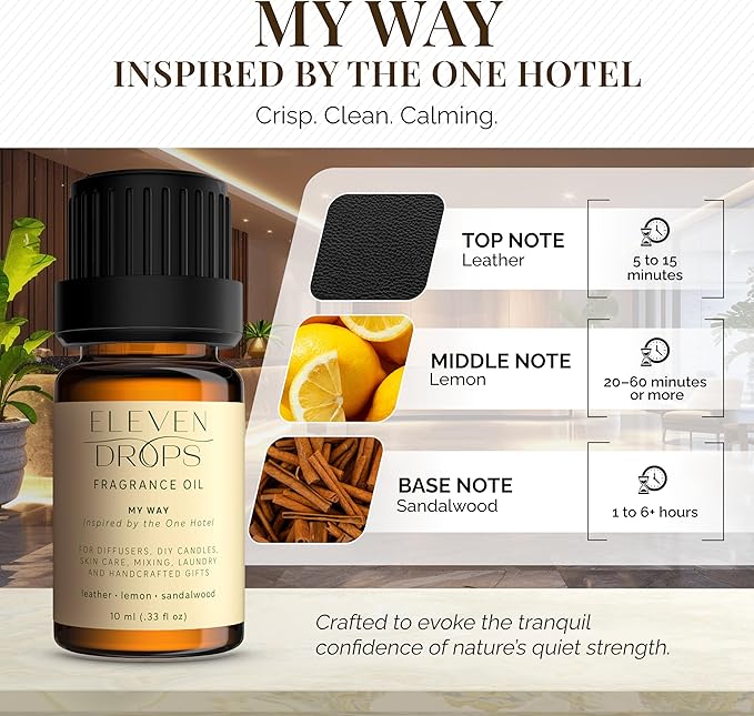 My Way Diffuser Oil - Premium Fragrance Oil Inspired By The 1 Hotel - Invigorating My Way Scent for Cold Air Diffusers, Home, Office, DIY Candles, Mixing, Long-Lasting, Pet Friendly, 10ml - Bloomnest