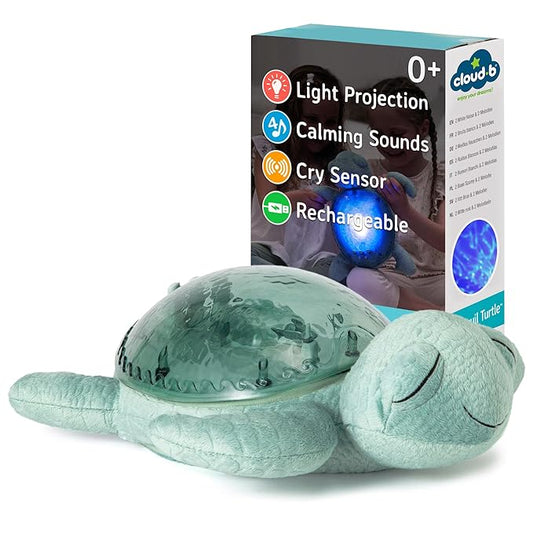 Cloud b Ocean Projector Nightlight with 2 White Noises & 2 Soothing Sounds | Adjustable Settings | Cry Sensor | Tranquil Turtle - Green (Rechargeable) - Bloomnest