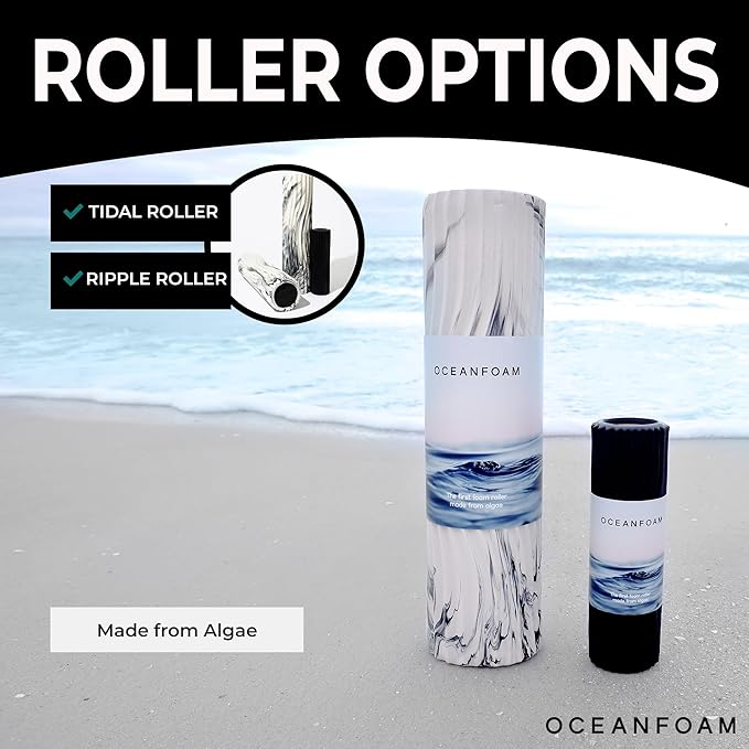 Oceanfoam Tidal Roller - Miami Blue - Muscle Massage Foam Roller for Back Pain & Stretching - Firm and Ergonomic Wide Wave Textured - Yoga, Athletics, & Wellness - Full Size, 20" x 5" - Bloomnest