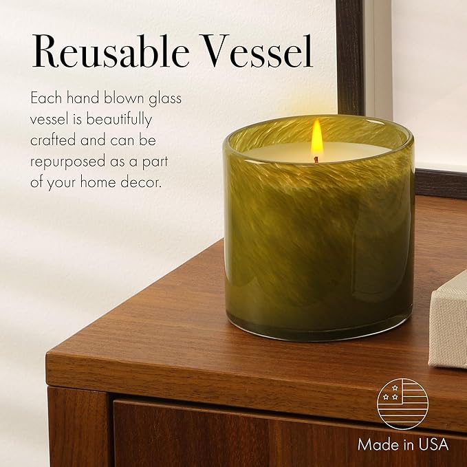 LAFCO New York Signature Candle, Sage & Walnut - 15.5 oz - 90-Hour Burn Time - Reusable, Hand Blown Glass Vessel - Made in The USA - Bloomnest