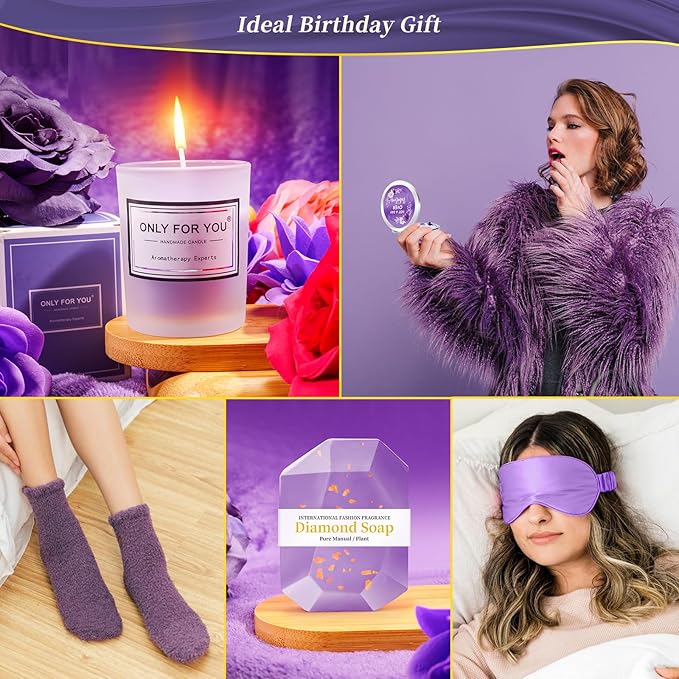 Birthday Gifts for Women,Mom, Wife, Girlfriend, Sister, Her- 12PCS Relaxing Spa Gift Baske Set, Mother's Day Gifts, Get Well Soon, Happy Birthday Gift Ideas, Lavender Self Care Gifts for Women, 20