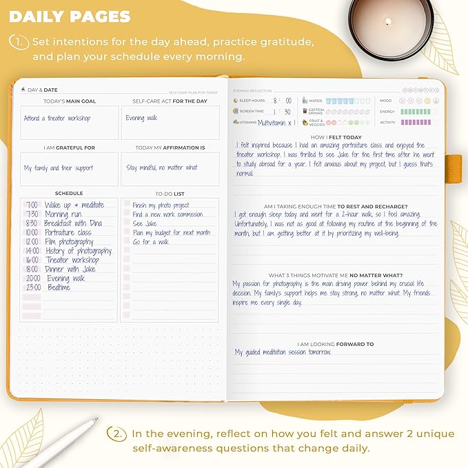 Clever Fox Self-Care Journal – Wellness & Daily Reflection Notebook – Mental Health & Personal Development Journal – Self-Care, Meditation & Mood Journal for Women & Men – A5 Size (Amber Yellow) - Bloomnest
