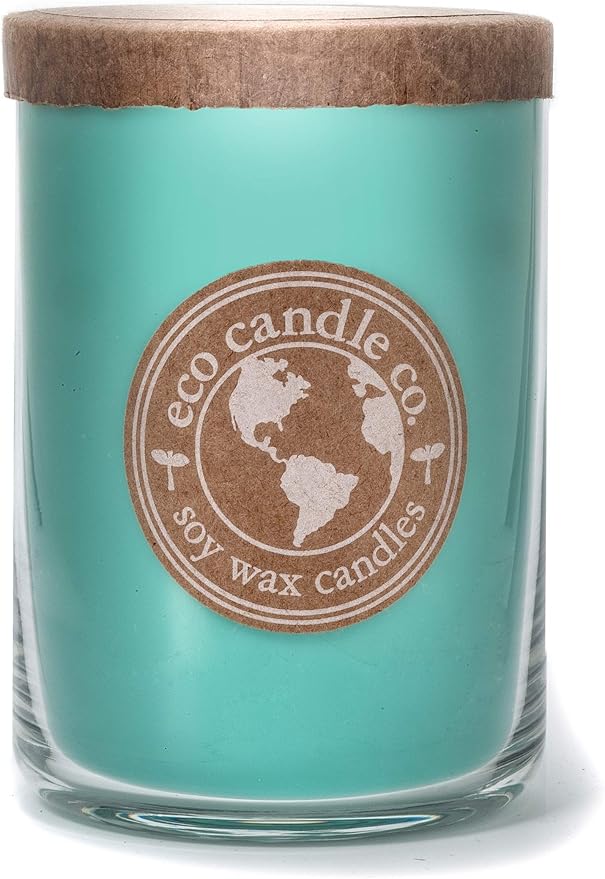 ECO CANDLE CO. Recycled Candle, Ocean Waves, 26 oz. - Scents of Marine Air, Citrus, & Musk - 100% Soy Wax, No Lead, Kraft Paper Label & Lid, Hand Poured, Made from Midwest Grown Soybeans - Bloomnest