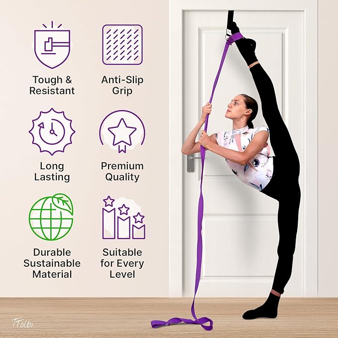 Stretching Strap with Door Anchor & Resistance Band – Improve Leg Stretch Flexibility for Splits, Ballet, Dance, Cheer, Yoga & Gymnastics - Home Leg Stretcher Trainer Equipment Stuff for All Levels - Bloomnest
