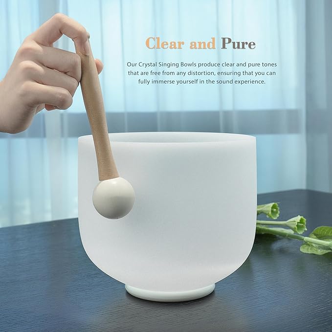 ALIOTH 6" A Note Crystal Singing Bowl Third Eye Chakra with Suede Mallet for Meditation, Yoga, Chakra Healing & Sound Therapy - Bloomnest