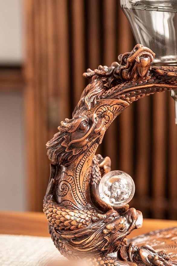 Glass Teapot Set with Infuser Semi Automatic Dragon Tea Set (Walnut teapot) - Bloomnest