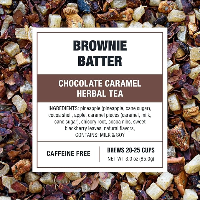 Tiesta Tea Brownie Batter, Premium Loose Leaf, Chocolate Caramel Herbal Tea Blends, Non-Caffeinated Herbal Drink, Real Fruit, Herbs, Spices, Hot or Iced Brew Up to 20-25 Cups, 3oz Resealable Pouch - Bloomnest