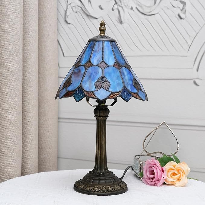 Tiffany Lamp Bedside Table Lamp-Nightstand,Stained Glass Lamp for Bedroom Dorm Living Kitchen, Aesthetic Cute Home Decor Gift (OFU1157) - Bloomnest