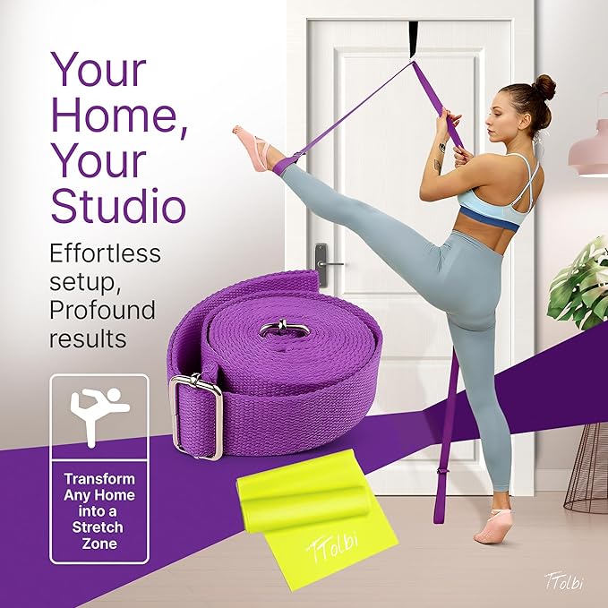 Stretching Strap with Door Anchor & Resistance Band – Improve Leg Stretch Flexibility for Splits, Ballet, Dance, Cheer, Yoga & Gymnastics - Home Leg Stretcher Trainer Equipment Stuff for All Levels - Bloomnest