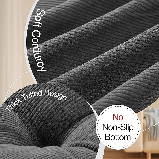 Floor Cushions for Adults Floor Pillows for Sitting Large Round Tufted Meditation Pillows Memory Foam 2 Pcs, 24" x 24", Dark Grey - Bloomnest