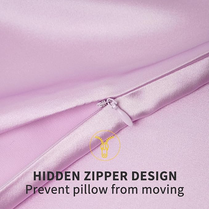 ZIMASILK 100% Pure Mulberry Silk Pillowcase for Hair and Skin Health,Soft and Smooth,Both Sides Premium Grade 6A Silk,600 Thread Count,with Hidden Zipper,1pc (King 20''x36'',Light Purple) - Bloomnest