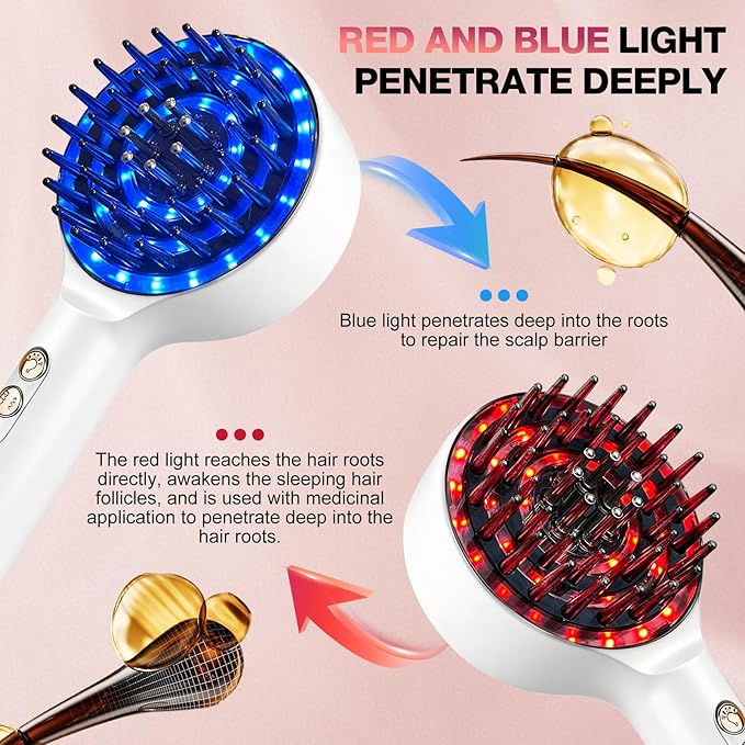3 in 1 Scalp Massager Hair - 360° Hair Oil Applicator Electric Scalp Massager IPX7 Waterproof for Home & Travel (White) Bloomnest