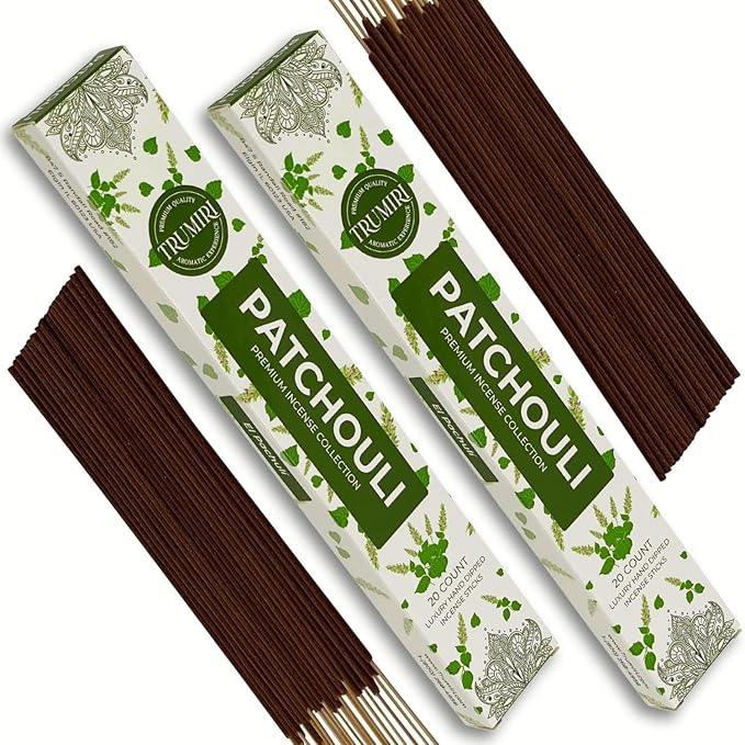 Patchouli Incense Sticks - Total 40 Insence-Sticks - Dual Pack of 20 Insense - Inciensos - Inscents - Natural Non Toxic Ingredients - Incents - Incence - Inscense - Insents TRUMIRI