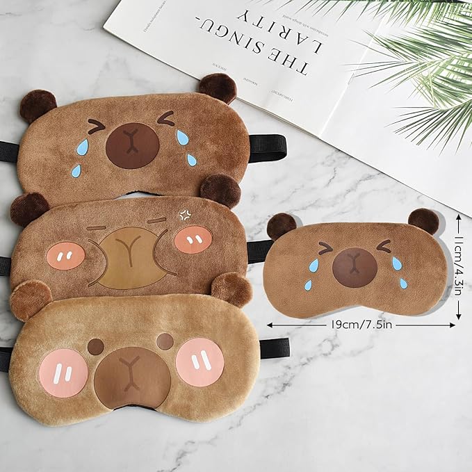 Cute Animal Sleeping Mask Sleep Mask, Funny Capybara Eye Masks for Travel Nap Sleeping Blindfold Eye Cover Eyeshade for Adult Teens Men Women - Sad Capybara, Brown - Bloomnest
