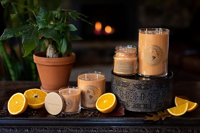 ECO CANDLE CO. Recycled Candle, Orange Clove, 8 oz. - Scents of Oranges Pierced with Spicy Cloves - 100% Soy Wax, No Lead, Kraft Paper Label & Lid, Hand Poured, Phthalate Free - Bloomnest