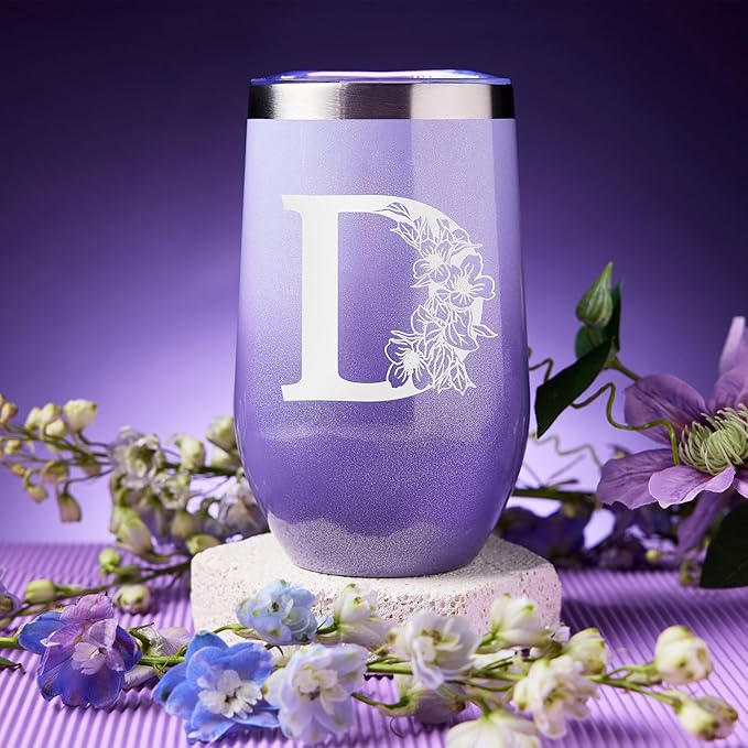Self Care Gifts for Women, Unique Birthday Gifts, Thinking of You, Get Well Soon Care Package with 20oz Initial Tumbler, Christmas Relaxing Spa Gift Box Basket for Her Sister Best Friends Mom (D) - Bloomnest