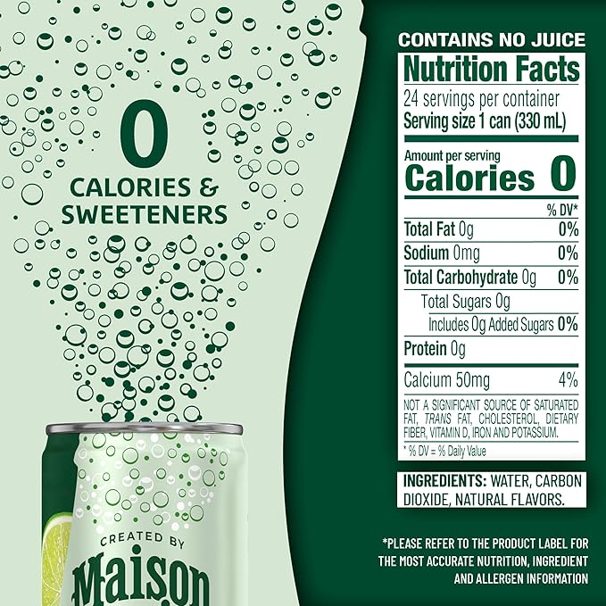 Maison Perrier Forever Lime Flavored Sparkling Water, 11.15 Fl Oz Cans, 8 Count, 3 Pack - Bloomnest