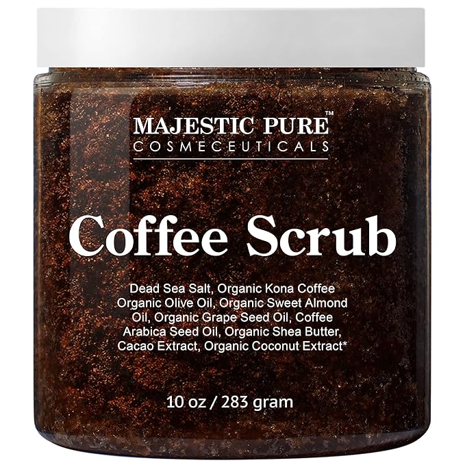 MAJESTIC PURE Arabica Coffee Scrub - All Natural Exfoliating Body Scrub for Skin Care, Stretch Marks, Acne & Cellulite, Reduce the Look of Spider Veins, Eczema, Age Spots & Varicose Veins - 10 Ounces - Bloomnest